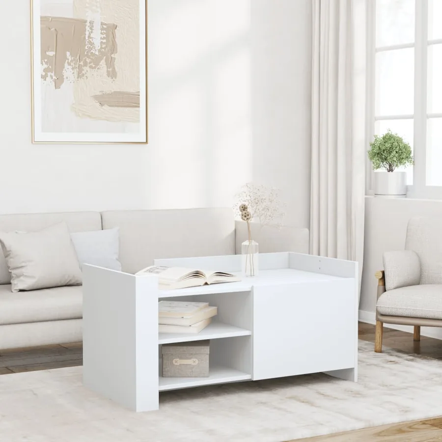 Table basse blanc 100x50x50 cm bois d'ingénierie