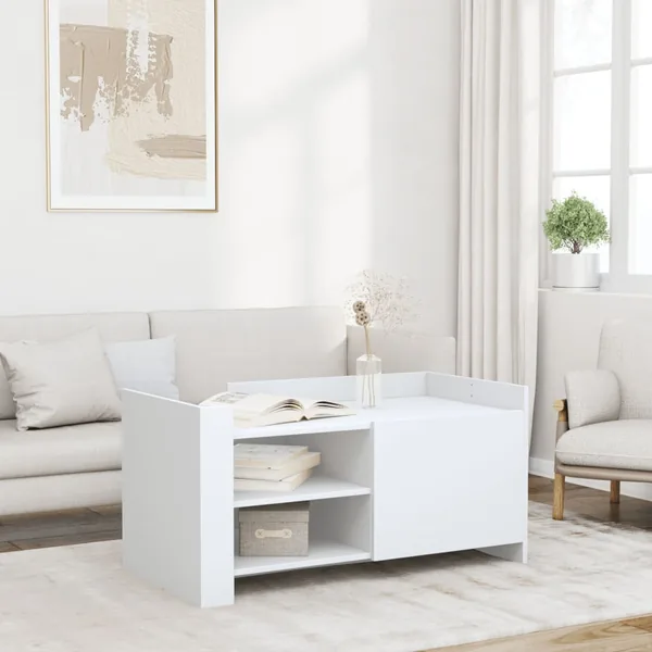 Table basse blanc 100x50x50 cm bois d'ingénierie