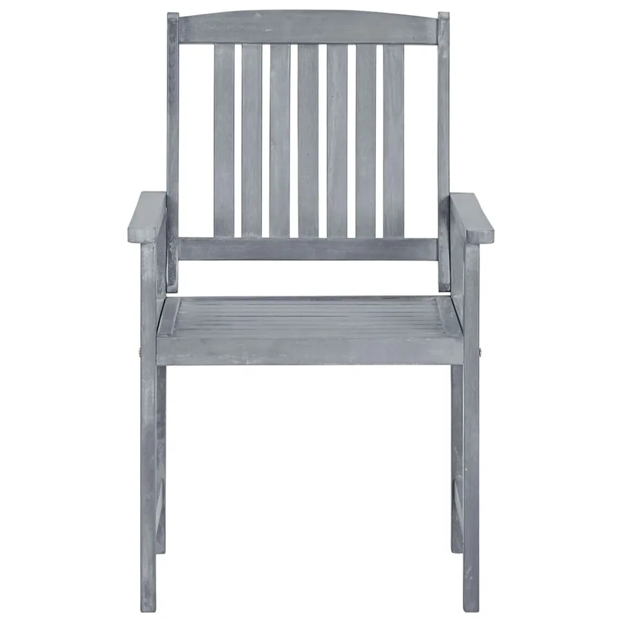 Chaises de jardin et coussins lot de 2 Gris Bois acacia massif - 4