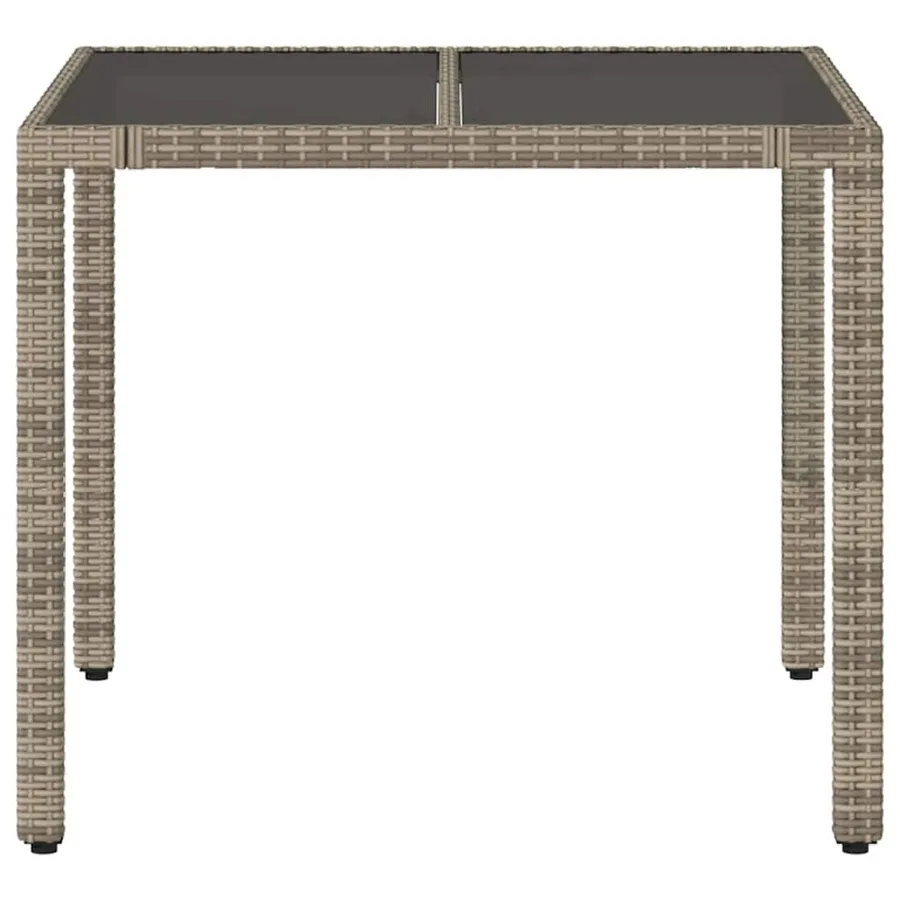 Table de jardin dessus en verre Gris 90x90x75 cm Résine tressée - 4