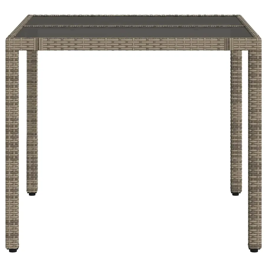 Table de jardin dessus en verre Gris 90x90x75 cm Résine tressée - 5
