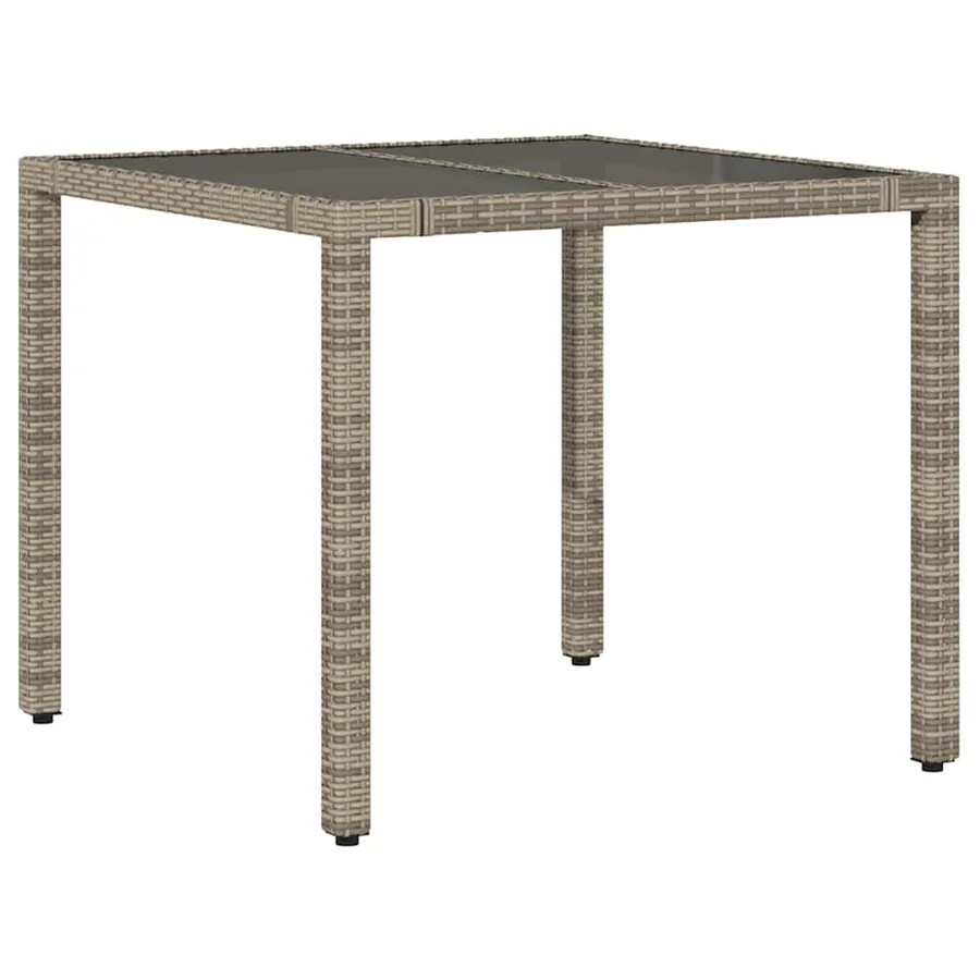 Table de jardin dessus en verre Gris 90x90x75 cm Résine tressée - 6