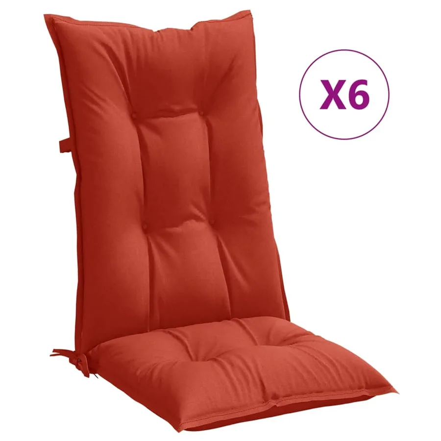 Coussins de chaise à dossier haut lot de 6 rouge mélangé tissu - 2