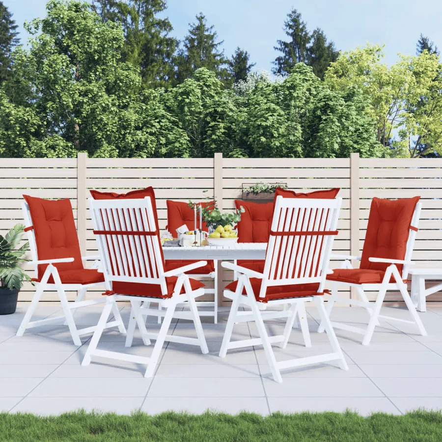 Coussins de chaise à dossier haut lot de 6 rouge mélangé tissu - 3