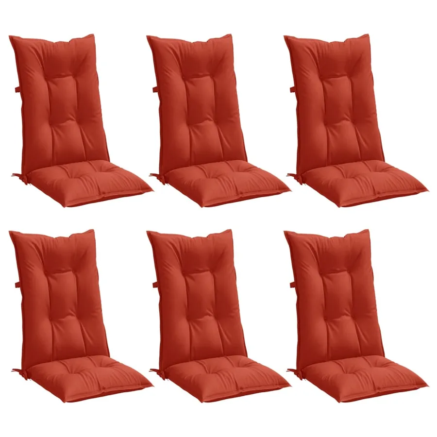 Coussins de chaise à dossier haut lot de 6 rouge mélangé tissu - 4