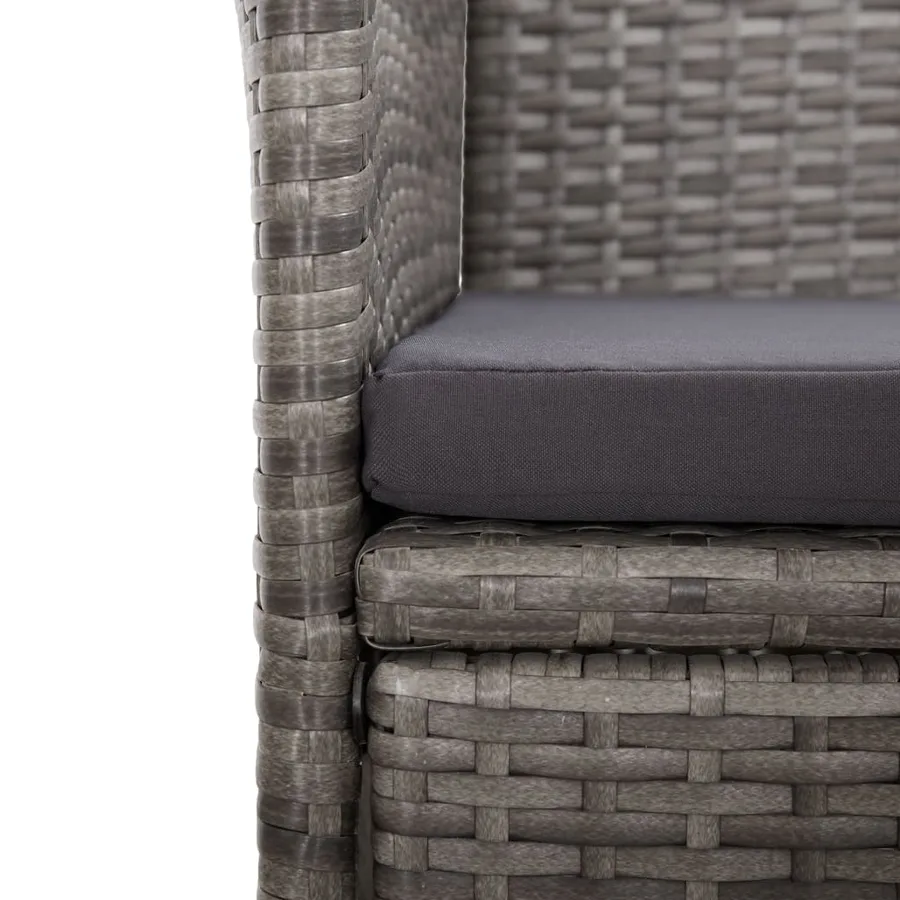 Ensemble à manger de jardin 9 pcs coussins gris résine tressée - 6