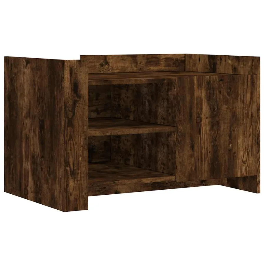 Table basse chêne fumé 80x50x50 cm bois d'ingénierie - 2