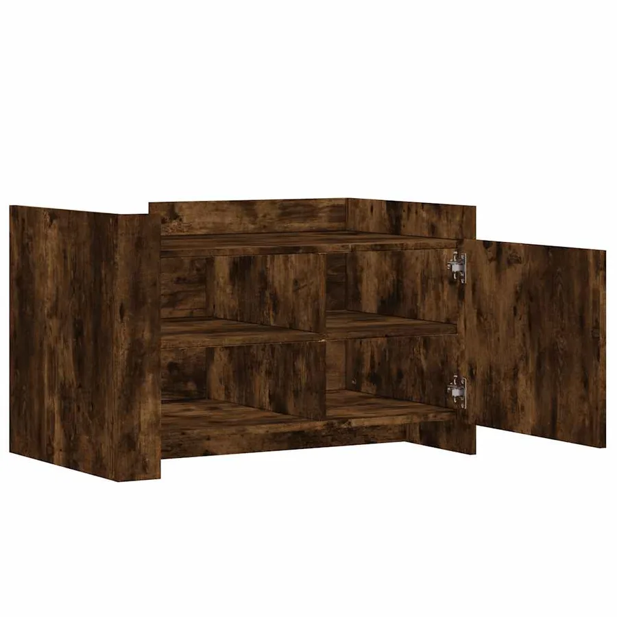 Table basse chêne fumé 80x50x50 cm bois d'ingénierie - 7