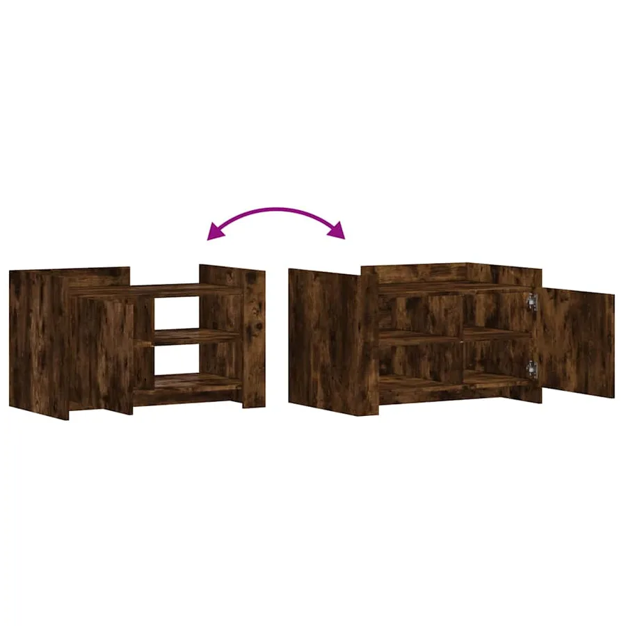 Table basse chêne fumé 80x50x50 cm bois d'ingénierie - 8