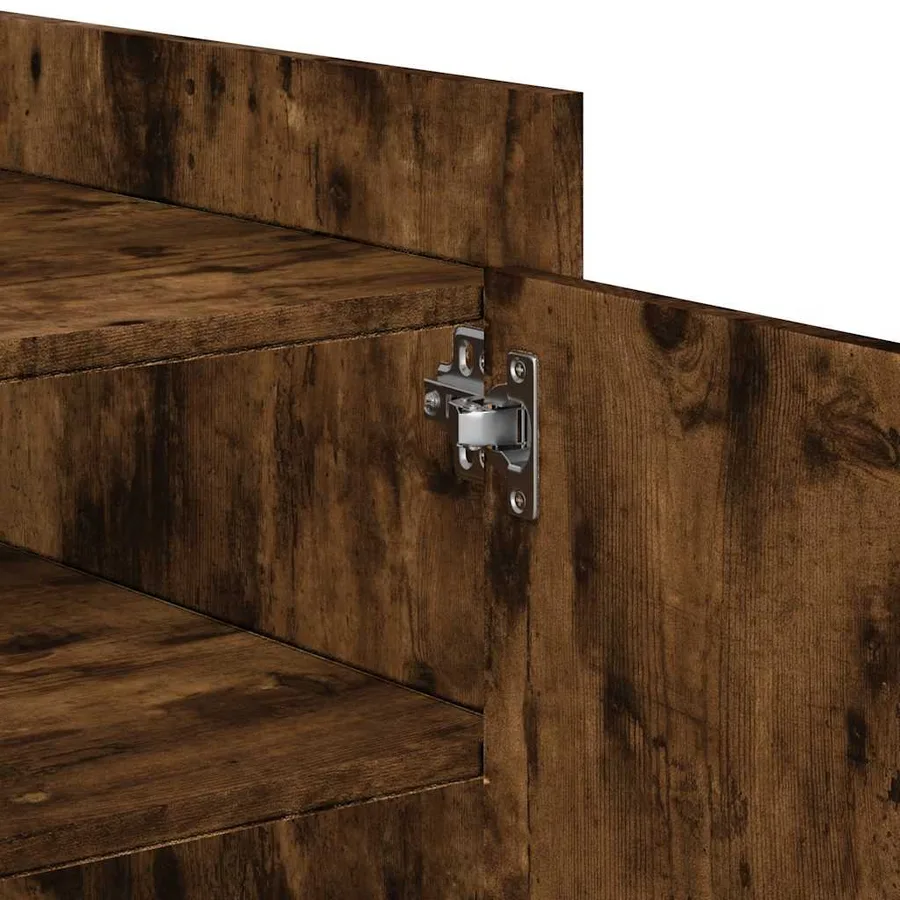 Table basse chêne fumé 80x50x50 cm bois d'ingénierie - 9