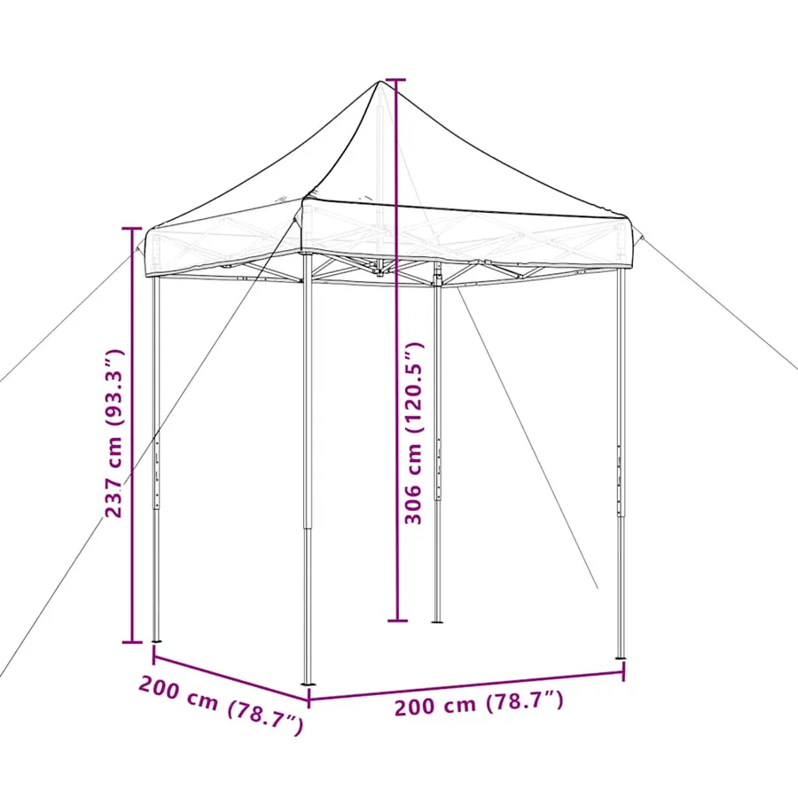 Tente de réception pliable escamotable noir 200x200x306 cm - 9