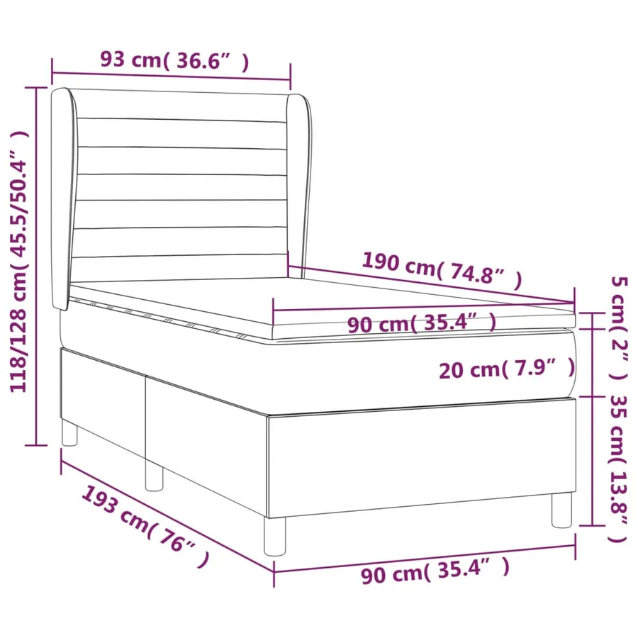 Sommier à lattes de lit avec matelas Marron foncé 90x190 cm - 7