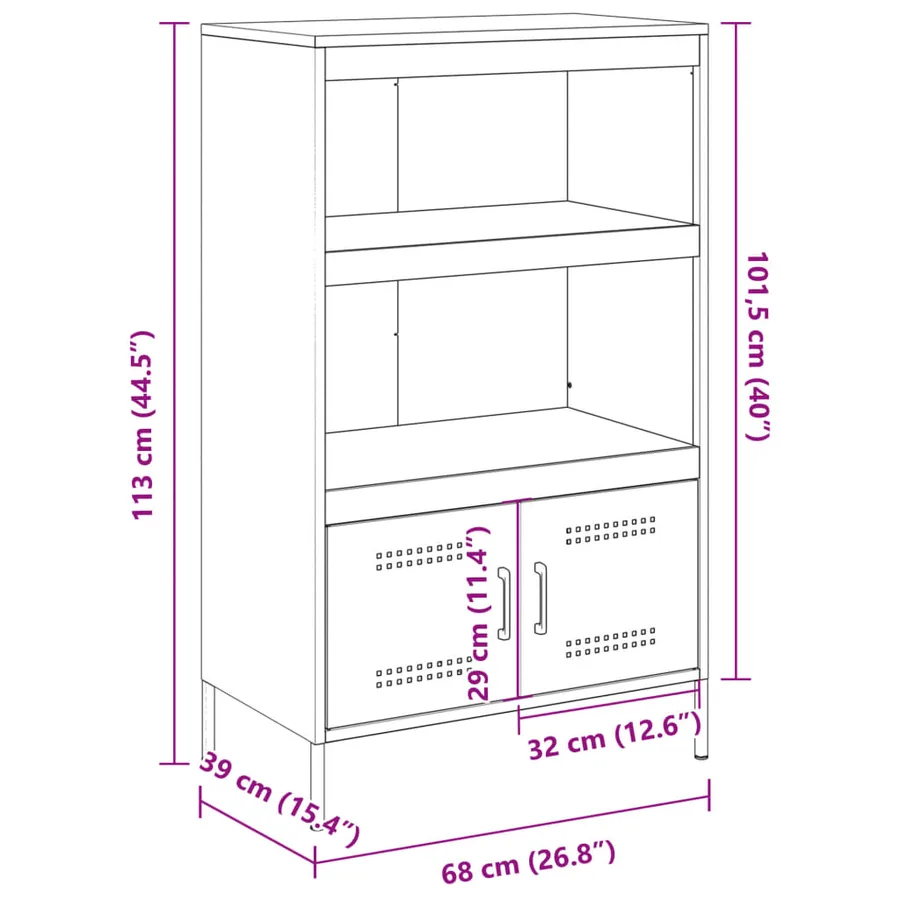 Buffet haut blanc 68x39x113 cm acier - 13