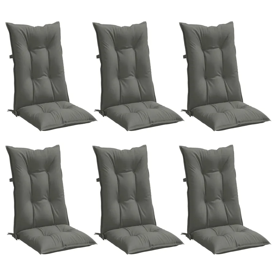 Coussins de chaise à dossier haut lot de 6 gris foncé mélangé - 4