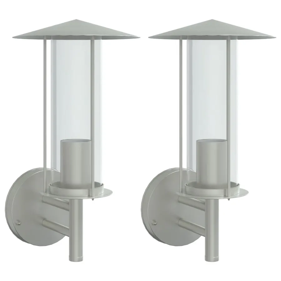 Appliques murales d'extérieur 2pcs argenté acier inoxydable - 2