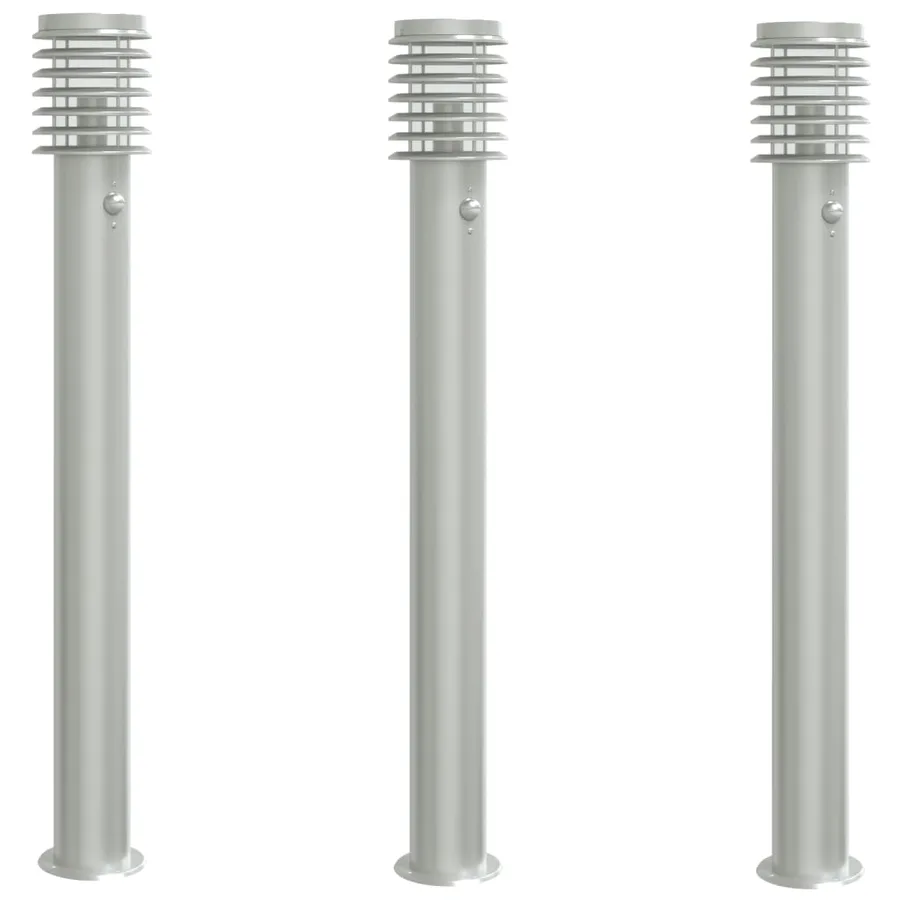 Lampadaires d'extérieur avec capteurs 3 pcs acier inoxydable - 2