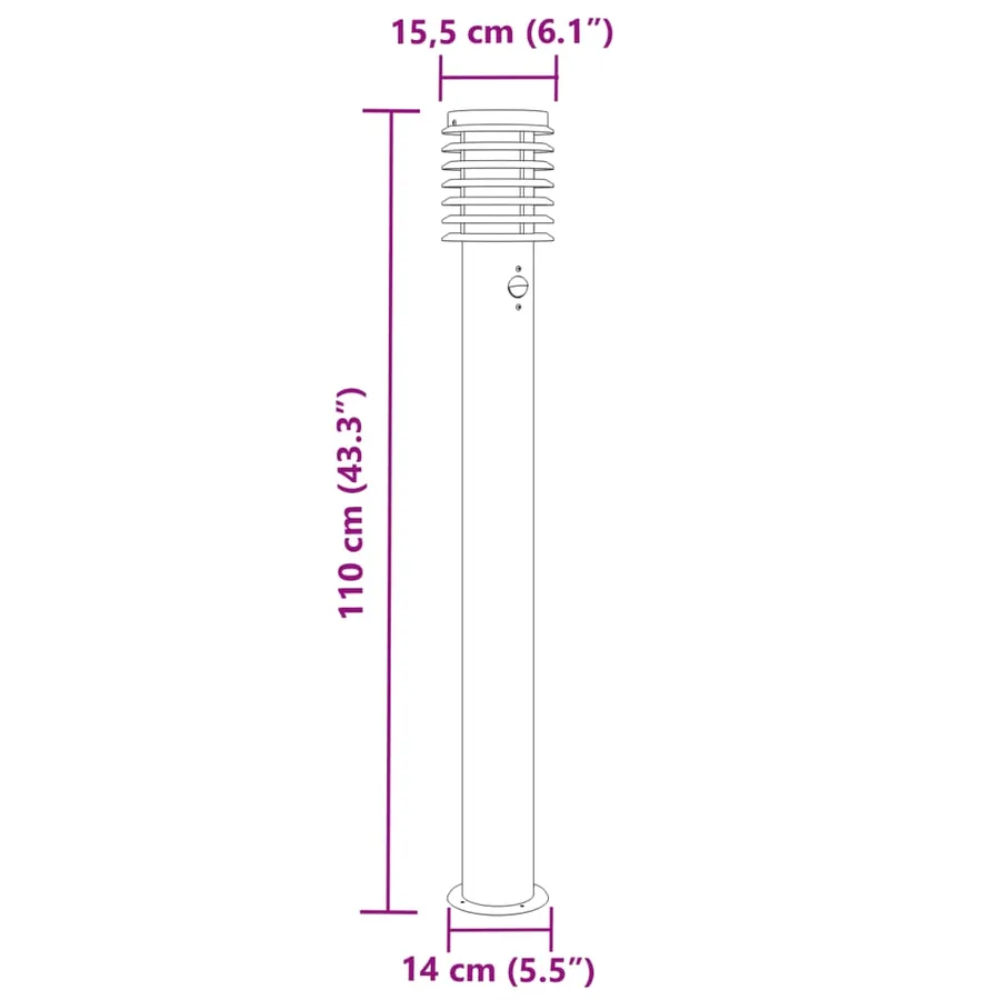 Lampadaires d'extérieur avec capteurs 3 pcs acier inoxydable - 7