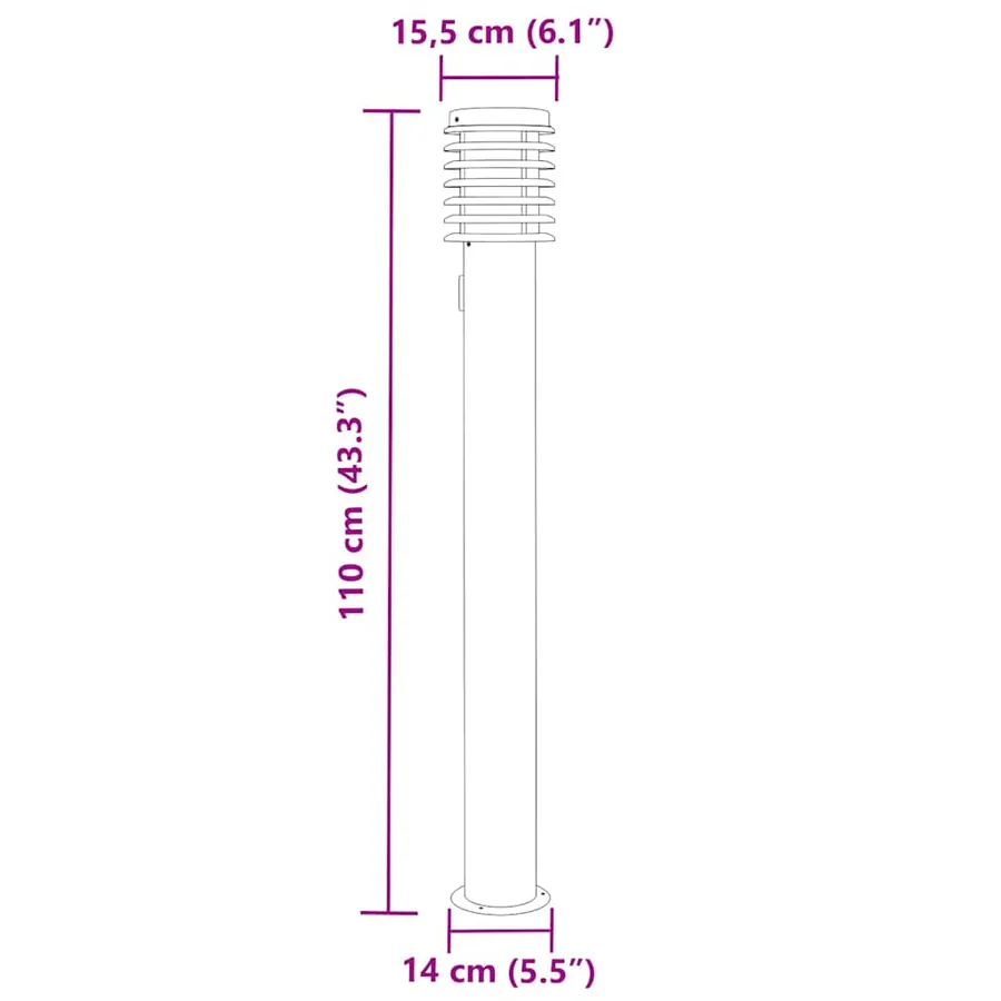 Lampadaires d'extérieur avec sortie 3 pcs noir acier inoxydable - 7