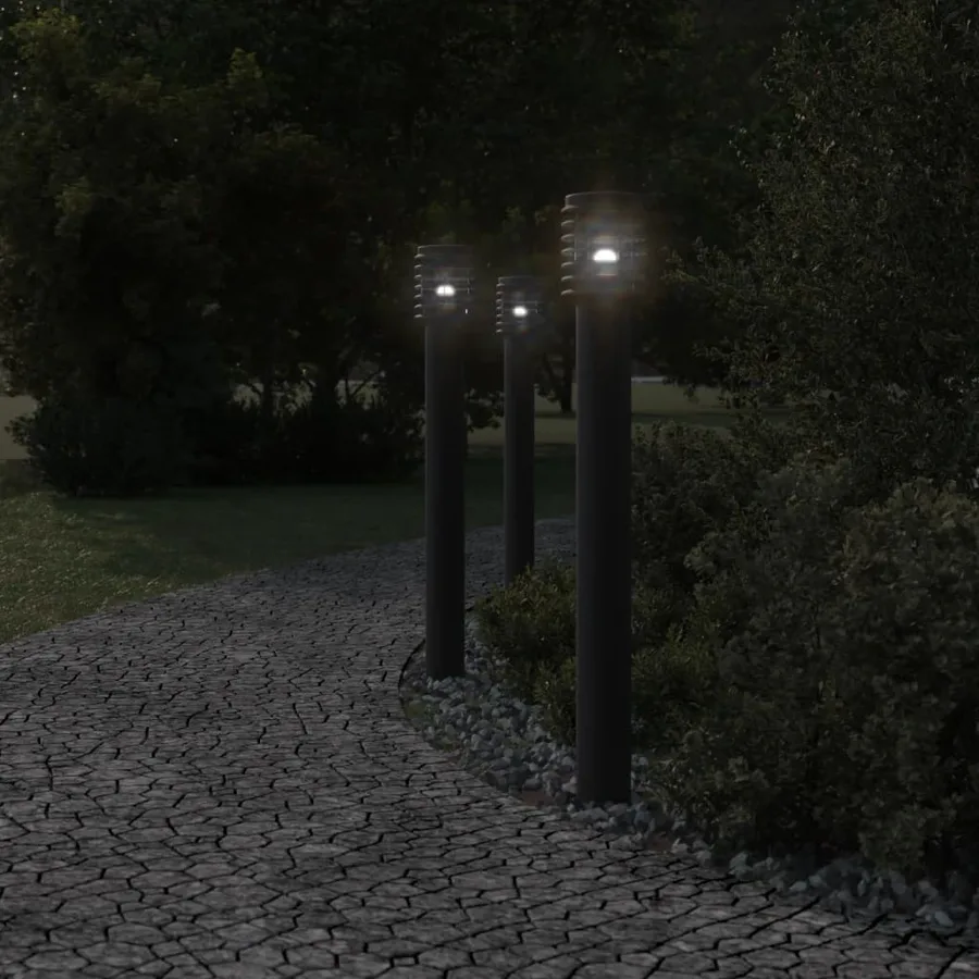 Lampadaire d'extérieur noir 110 cm acier inoxydable - 3