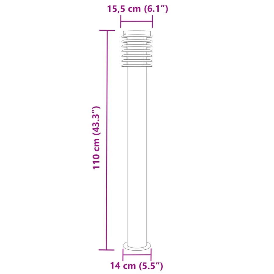 Lampadaire d'extérieur noir 110 cm acier inoxydable - 7