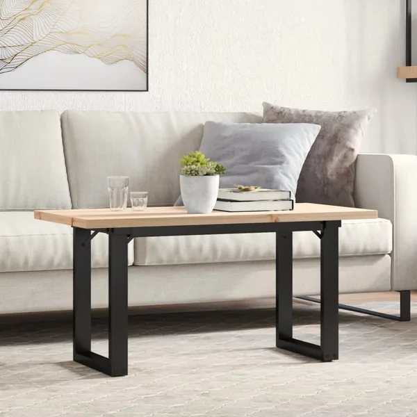 Table basse cadre en O 90x40x45,5cm bois de pin massif et acier