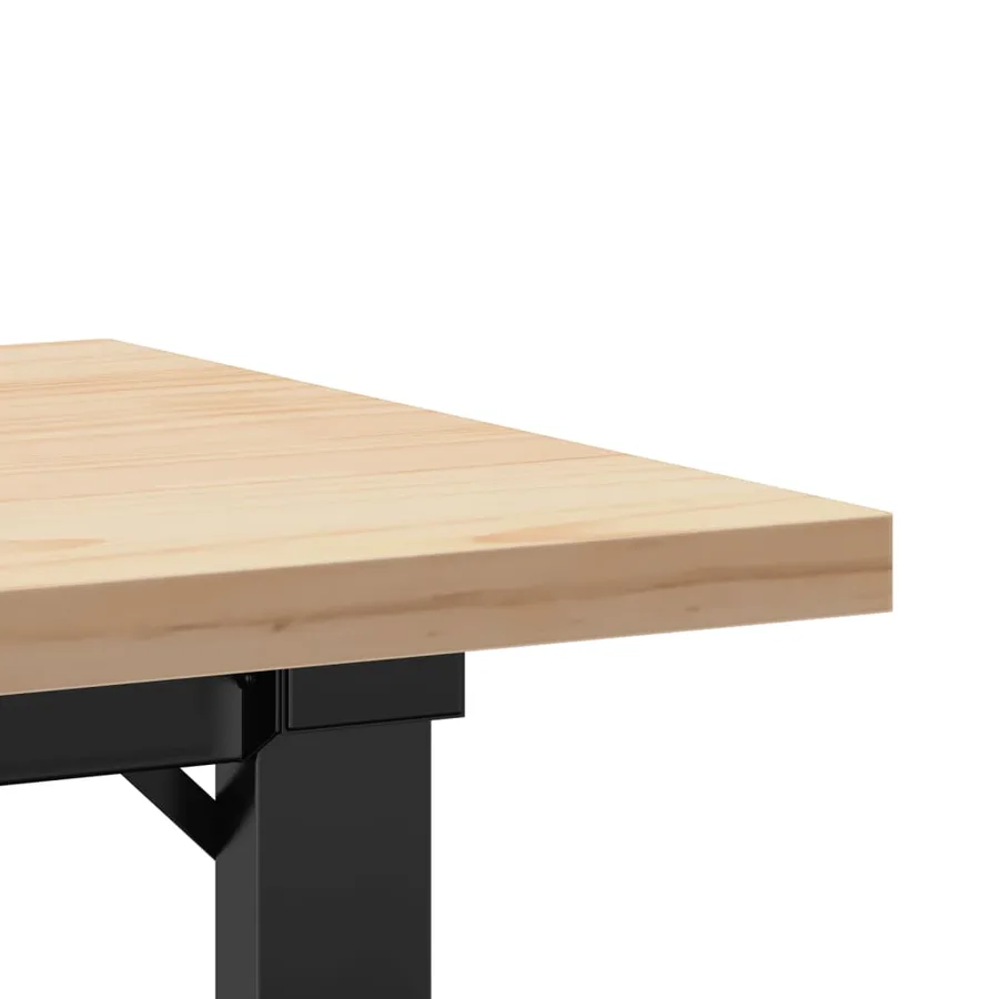 Table basse cadre en O 90x40x45,5cm bois de pin massif et acier - 7