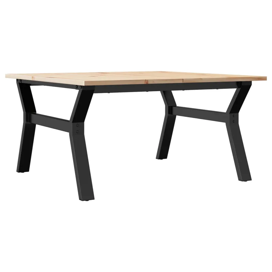 Table basse cadre en Y 80x80x45 cm bois de pin massif et acier - 2