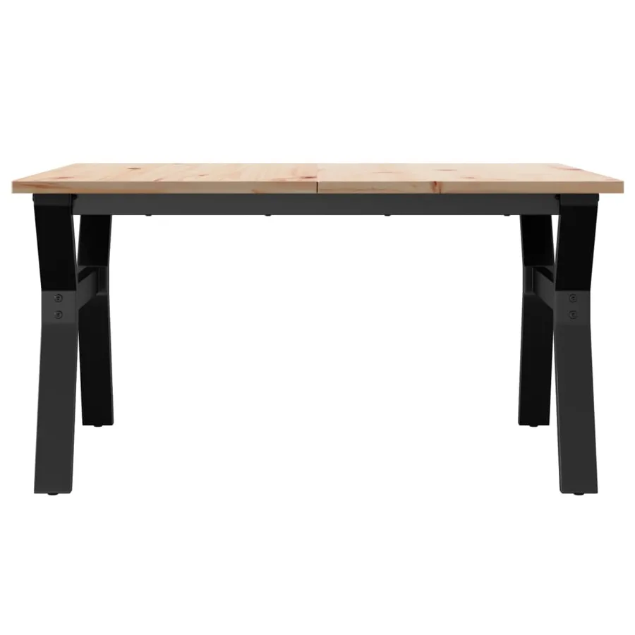 Table basse cadre en Y 80x80x45 cm bois de pin massif et acier - 4