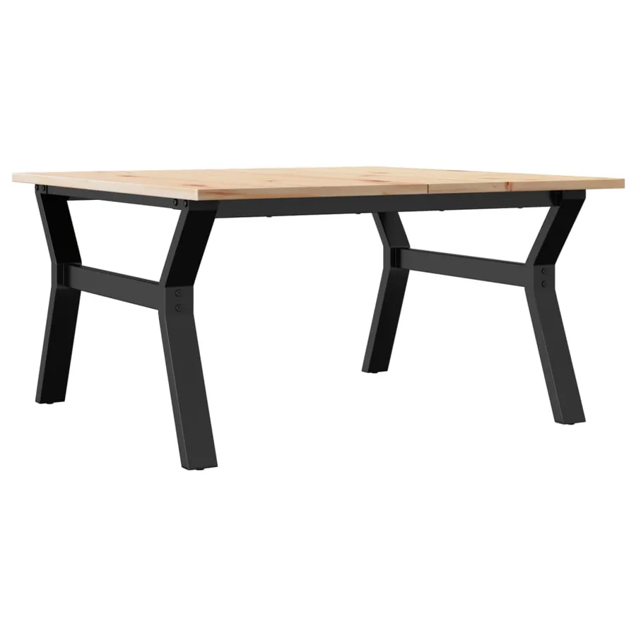 Table basse cadre en Y 80x80x45 cm bois de pin massif et acier - 6