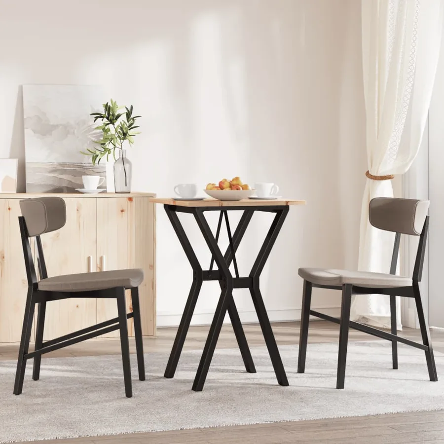 Table à manger cadre en Y 50x50x75 cm bois de pin massif acier - 3
