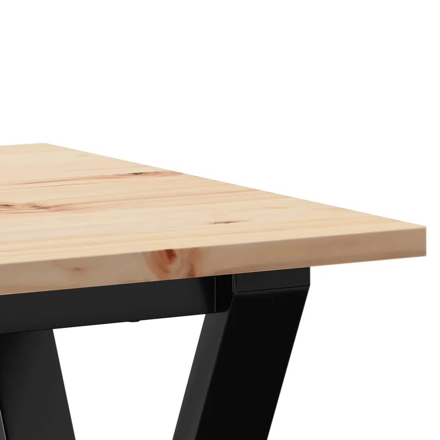 Table à manger cadre en Y 50x50x75 cm bois de pin massif acier - 7