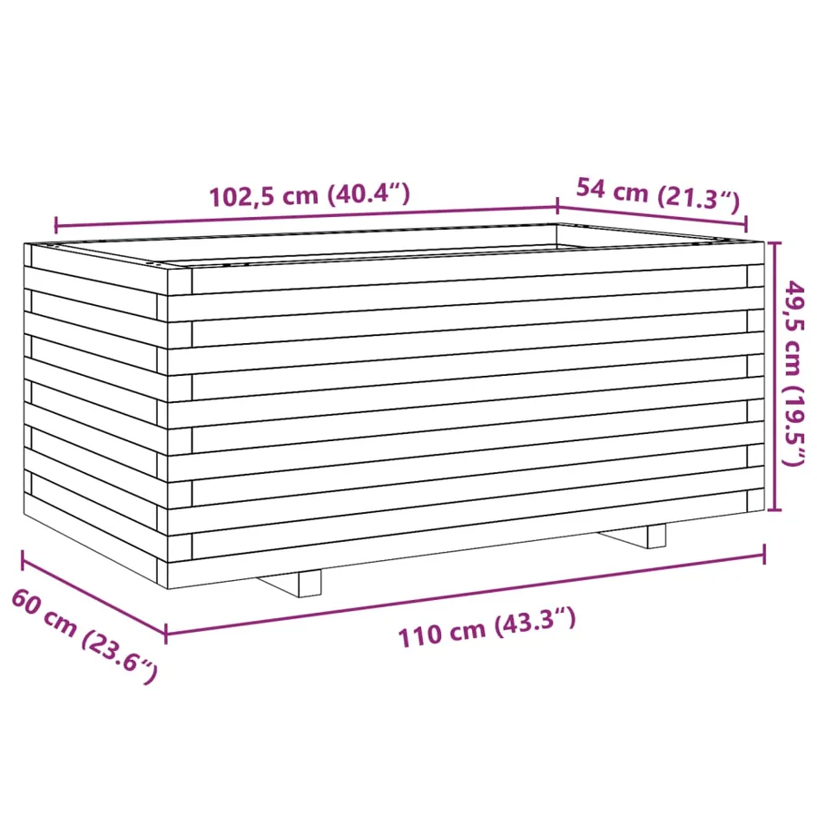 Jardinière cire marron 110x60x49,5 cm bois de pin massif - 10