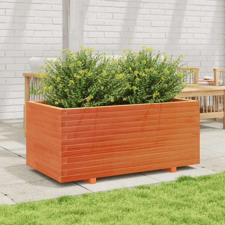 Jardinière cire marron 110x60x49,5 cm bois de pin massif - 3
