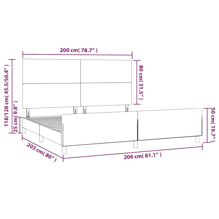 Cadre de lit sans matelas vert foncé 200x200 cm velours - 14