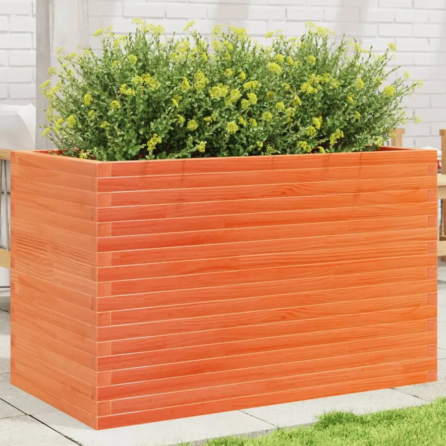 Jardinière cire marron 110x60x68,5 cm bois de pin massif
