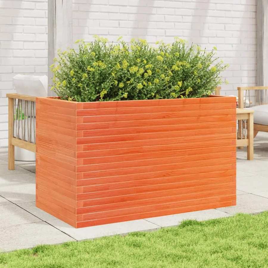 Jardinière cire marron 110x60x68,5 cm bois de pin massif - 3