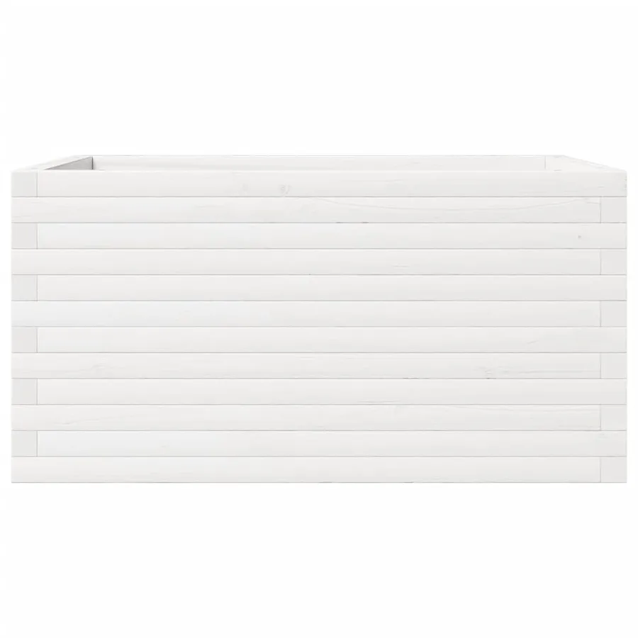Jardinière blanc 90x60x46 cm bois de pin massif - 5