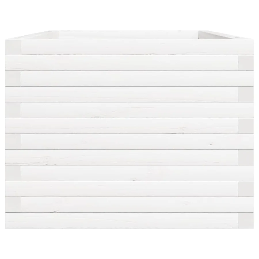 Jardinière blanc 90x60x46 cm bois de pin massif - 6