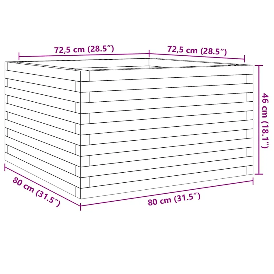 Jardinière blanc 80x80x46 cm bois de pin massif - 10