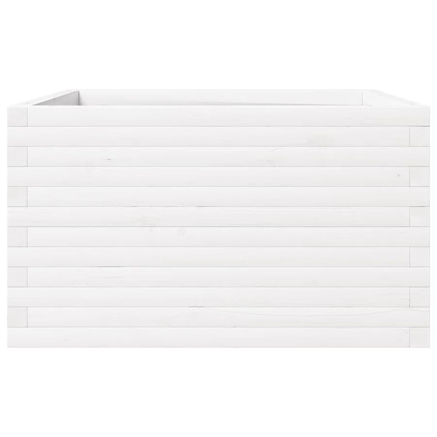 Jardinière blanc 80x80x46 cm bois de pin massif - 6