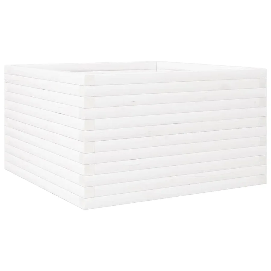 Jardinière blanc 80x80x46 cm bois de pin massif - 7