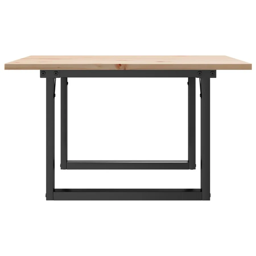 Table basse cadre en O 70x70x40 cm bois de pin massif et acier - 5