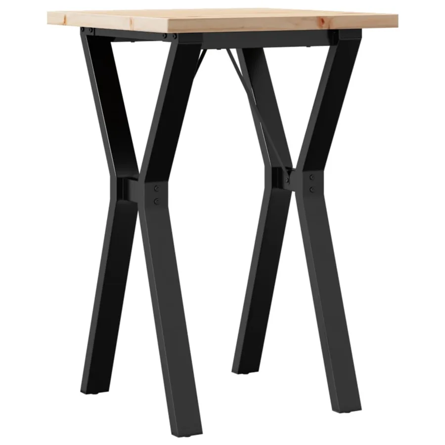 Table à manger cadre en Y 50x50x75,5cm bois de pin massif acier - 2