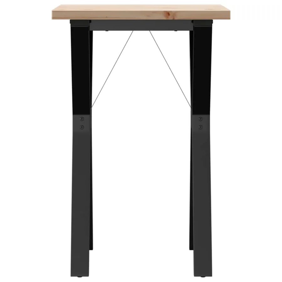 Table à manger cadre en Y 50x50x75,5cm bois de pin massif acier - 4