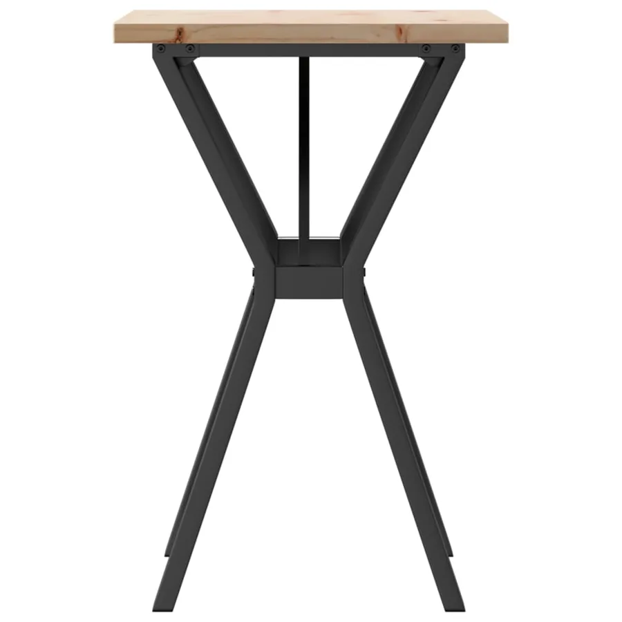 Table à manger cadre en Y 50x50x75,5cm bois de pin massif acier - 5