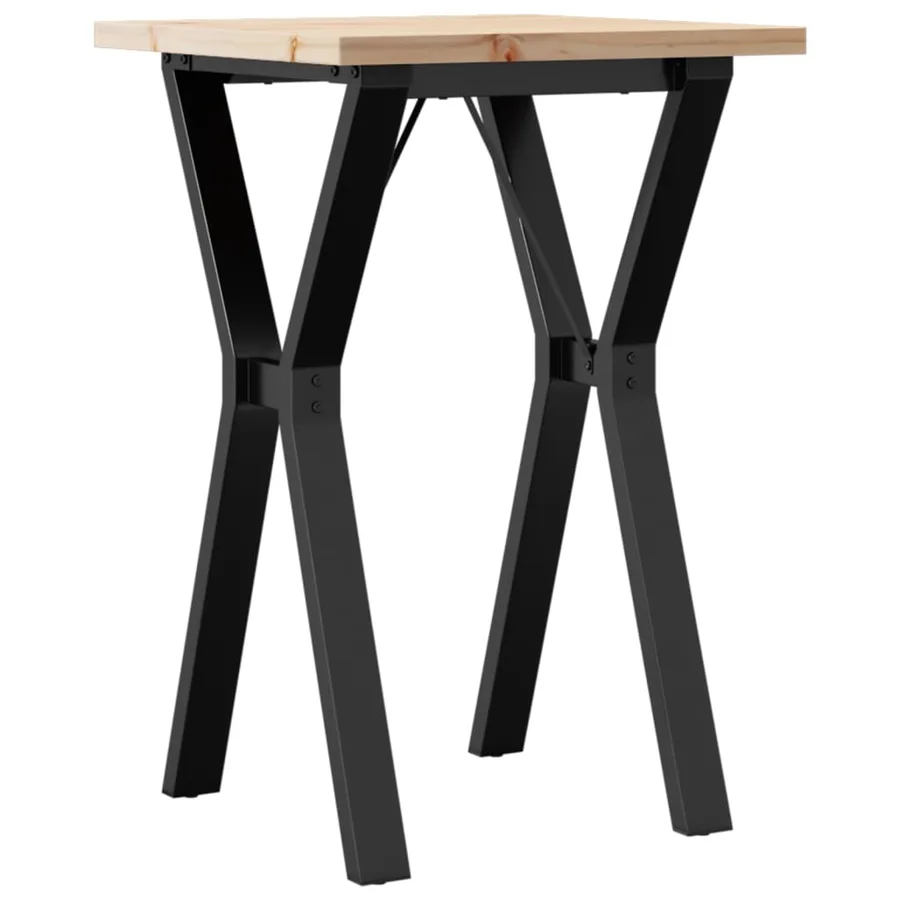 Table à manger cadre en Y 50x50x75,5cm bois de pin massif acier - 6