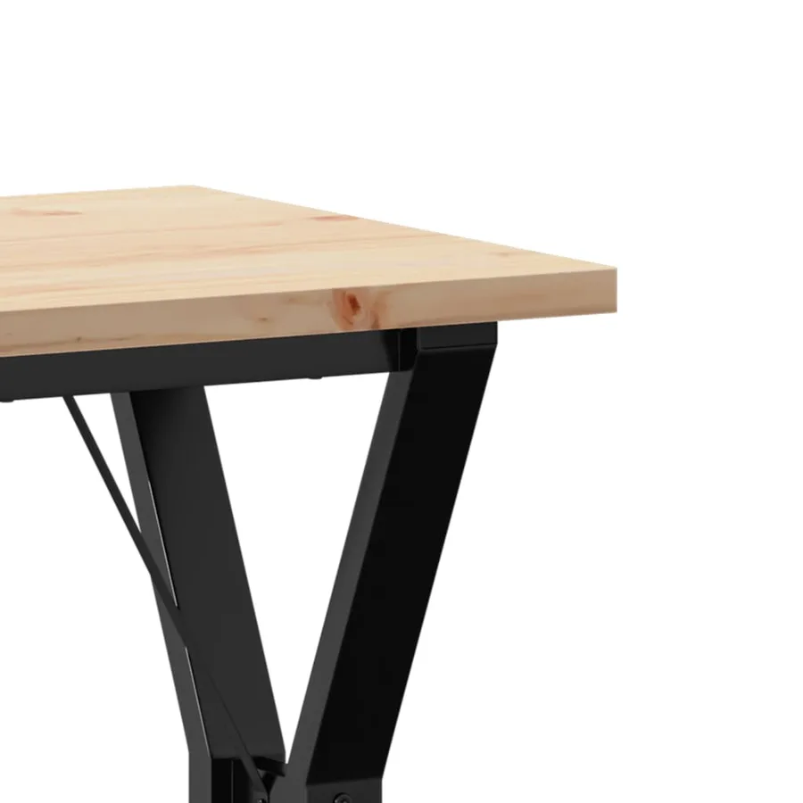 Table à manger cadre en Y 50x50x75,5cm bois de pin massif acier - 7