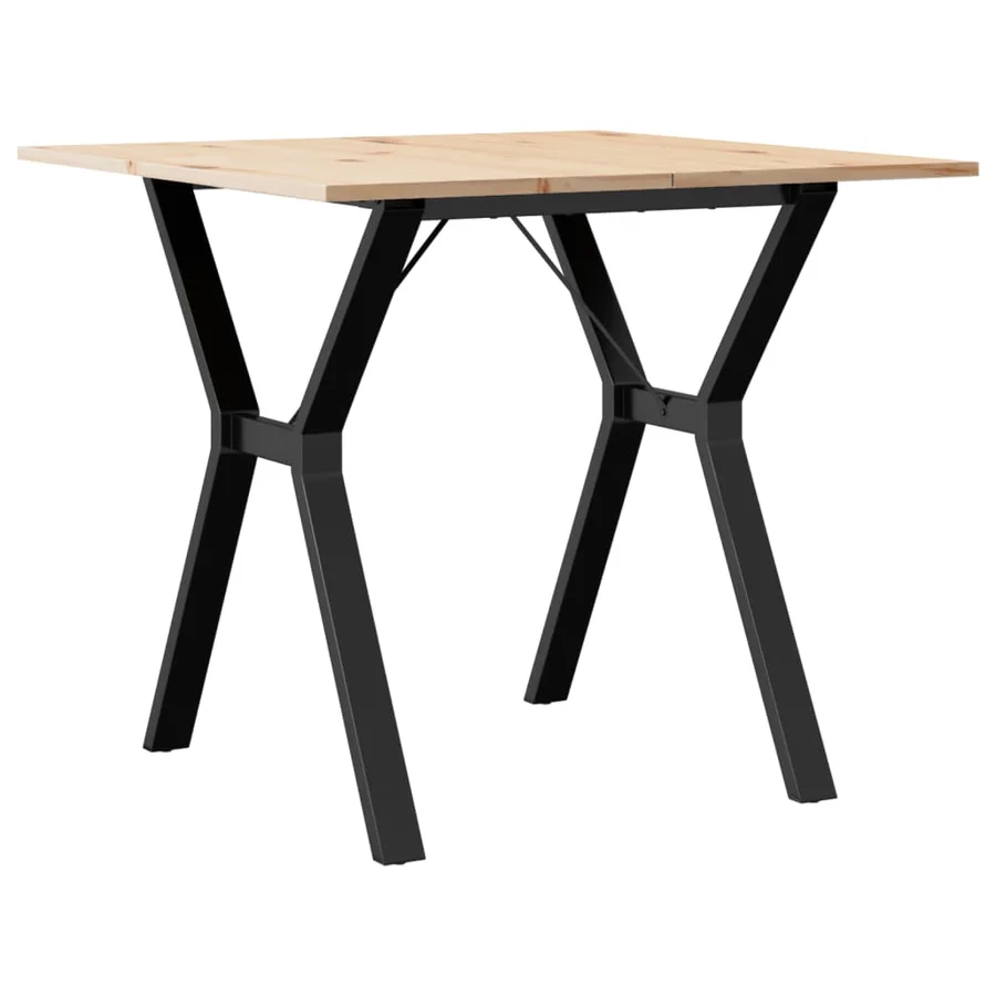 Table à manger cadre en Y 90x90x75 cm bois de pin massif acier - 2