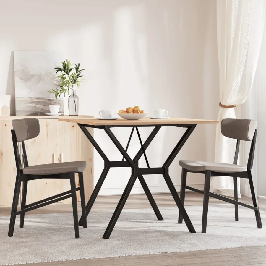 Table à manger cadre en Y 90x90x75 cm bois de pin massif acier - 3