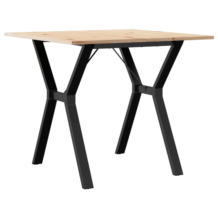 Table à manger cadre en Y 90x90x75 cm bois de pin massif acier - 6